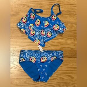 Girls Blue Smiley Face Bikini Set